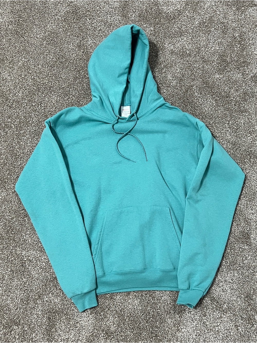 Hanes Men's Teal Crewneck Hoodie